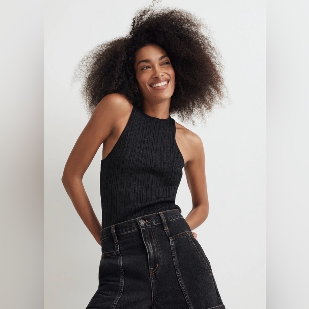 Madewell Signature Shimmer Knit Cutaway Sweater Tank - Picture 9 of 10
